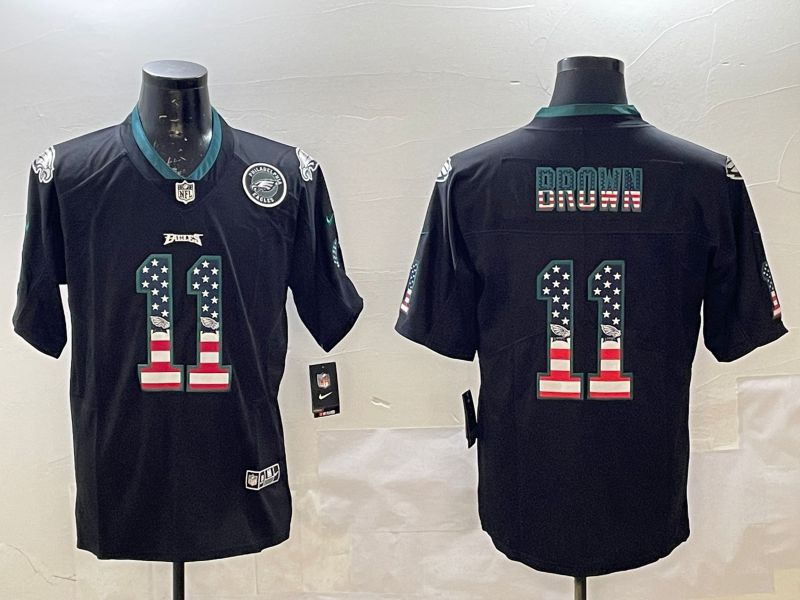 Men Philadelphia Eagles #11 Brown Black National Flag 2025 Nike Vapor Limited NFL Jersey style 8->philadelphia eagles->NFL Jersey